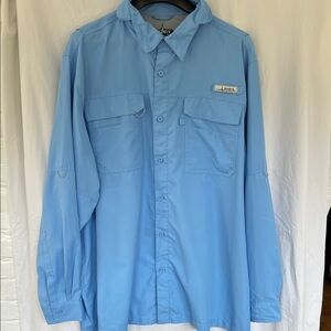 Habit Sky Blue Long Sleeve Vented Fishing Shirt XXL Excellent Condition